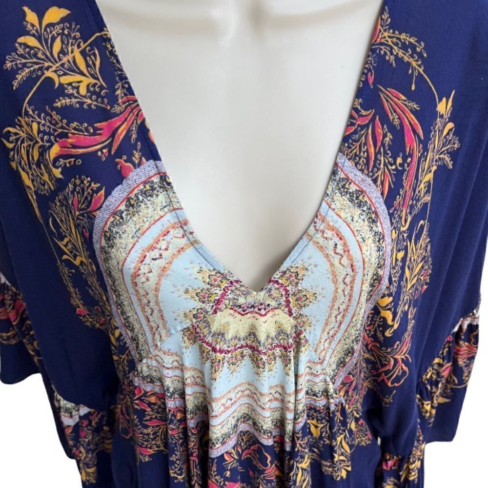 FREE PEOPLE The Sunset Dreams Ruffle Top in Blue Size Medium - Picture 7 of 15